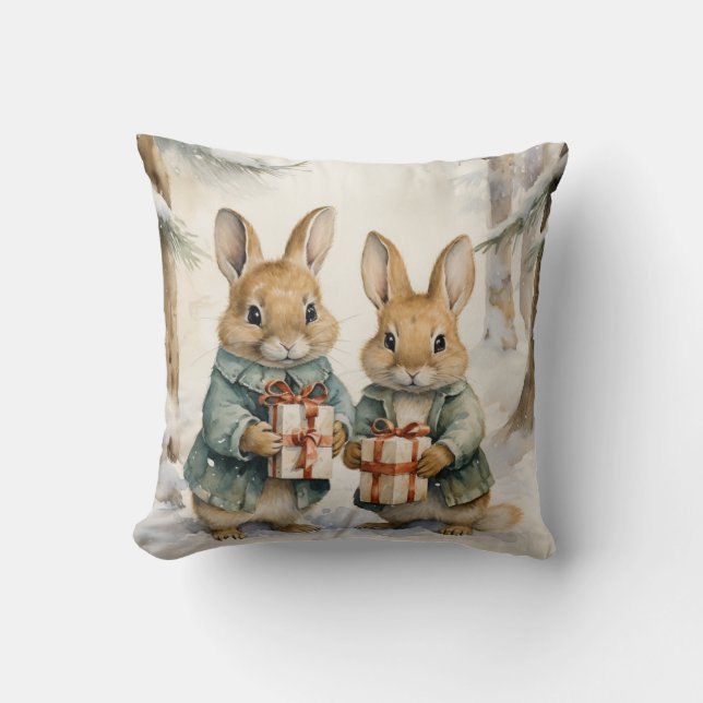 Christmas Rabbit Sierkussen (Voorkant)