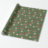 Christmas Raccoon Baseball Wrapping Paper Cadeaupapier (Uitgerold)