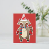 Christmas Raccoon briefkaart (Staand voorkant)