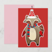 Christmas Raccoon briefkaart (Voorkant / Achterkant)