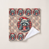 Christmas Raccoon Cocoa Cheer Bad Handdoek (Wasdoekje)