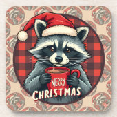 Christmas Raccoon Cocoa Cheer Bier Onderzetter (Voorkant)