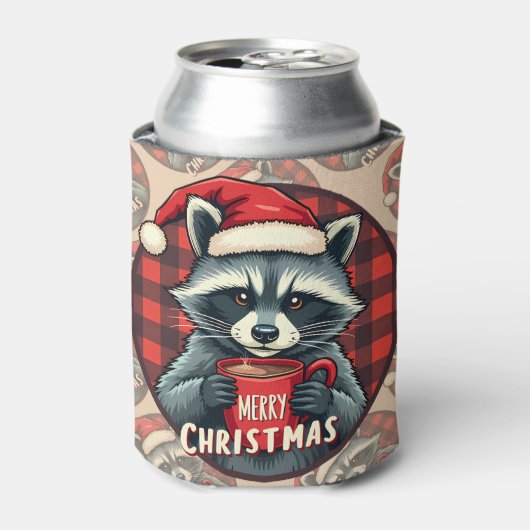 Christmas Raccoon Cocoa Cheer Blikjeskoeler (Blikje Voorkant)