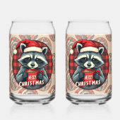 Christmas Raccoon Cocoa Cheer Blikvorm Glas (Achterkant)