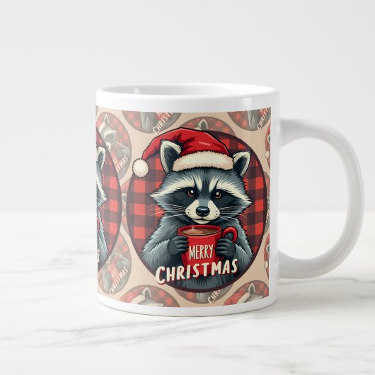 Christmas Raccoon Cocoa Cheer Grote Koffiekop (Rechts)