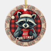 Christmas Raccoon Cocoa Cheer Keramisch Ornament (Voorkant)