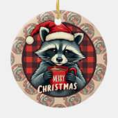 Christmas Raccoon Cocoa Cheer Keramisch Ornament (Achterkant)