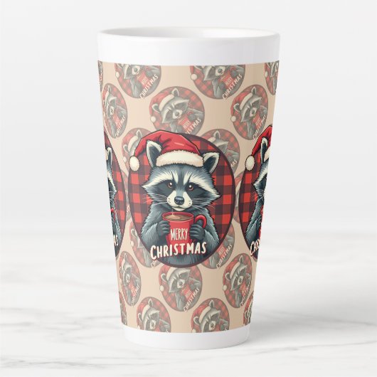 Christmas Raccoon Cocoa Cheer Latte Mok (Voorkant)