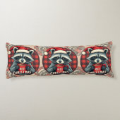 Christmas Raccoon Cocoa Cheer Lichaamskussen (Achterkant)