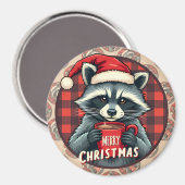 Christmas Raccoon Cocoa Cheer Magneet (Voorkant / Achterkant)