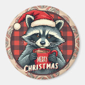 Christmas Raccoon Cocoa Cheer Magneet (Voorkant)