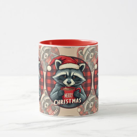 Christmas Raccoon Cocoa Cheer Mok (Midden)