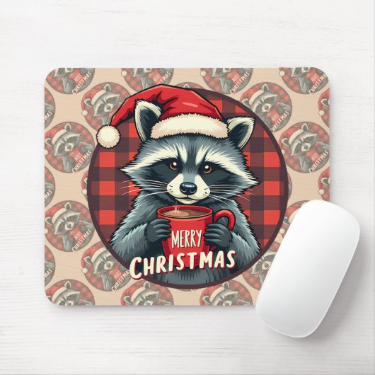 Christmas Raccoon Cocoa Cheer Muismat (Met muis)
