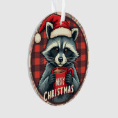 Christmas Raccoon Cocoa Cheer Ornament (voorkant)