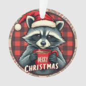 Christmas Raccoon Cocoa Cheer Ornament (voorkant)