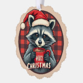 Christmas Raccoon Cocoa Cheer Ornament Kaart (Links)