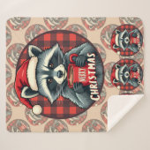 Christmas Raccoon Cocoa Cheer Sherpa Deken (Voorkant (horizontaal))