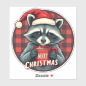 Christmas Raccoon Cocoa Cheer Sticker (Vel)