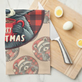 Christmas Raccoon Cocoa Cheer Theedoek (Quarter Fold)