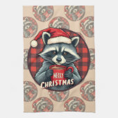 Christmas Raccoon Cocoa Cheer Theedoek (Verticaal)
