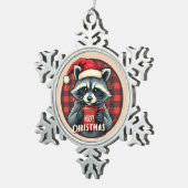 Christmas Raccoon Cocoa Cheer Tin Sneeuwvlok Ornament (Rechts)