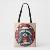 Christmas Raccoon Cocoa Cheer Tote Bag (Voorkant)