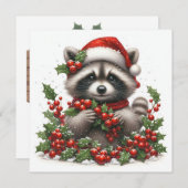 Christmas Raccoon Greeting Card Feestdagenkaart (Voorkant / Achterkant)