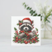 Christmas Raccoon Greeting Card Feestdagenkaart (Staand voorkant)