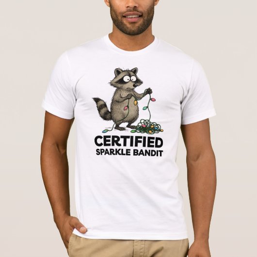 Christmas Raccoon holiday certified sparkle bandit T-shirt (Voorkant)