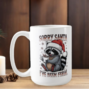 Christmas Raccoon Ik ben een Feral Gag Gift gewees Koffiemok