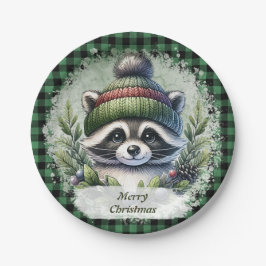 Christmas Raccoon Papier Borden Papieren Bordje