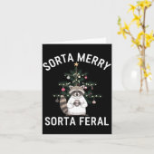 Christmas Raccoon Sorta Merry Sorta Feral Xmas  Kaart (Gele Bloem)