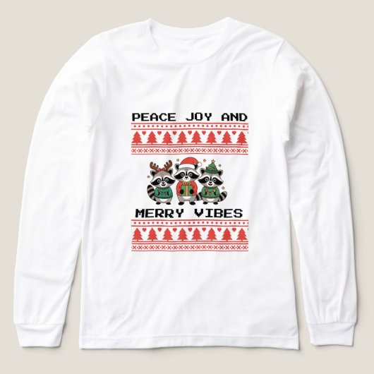 Christmas raccoon sweater Tri-Blend shirt (Voorkant)