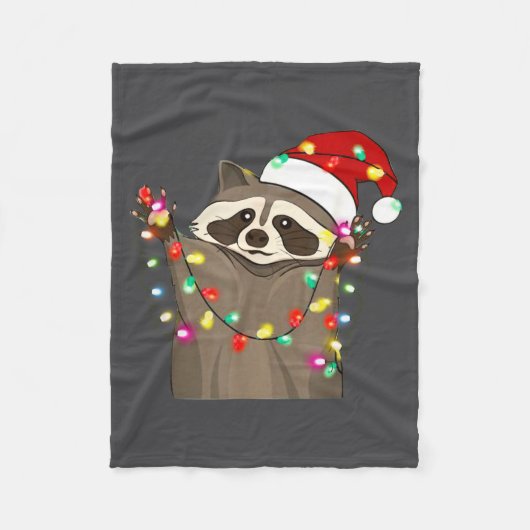 Christmas Racoon Swea,funny Christmas Lights Racco Fleece Deken (Voorkant)