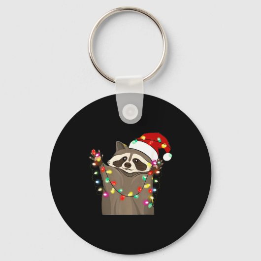 Christmas Racoon Swea,funny Christmas Lights Racco Sleutelhanger (Voorkant)