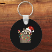 Christmas Racoon Swea,funny Christmas Lights Racco Sleutelhanger (Voorkant)