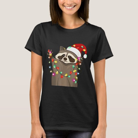 Christmas Racoon Swea,funny Christmas Lights Racco T-shirt (Voorkant)