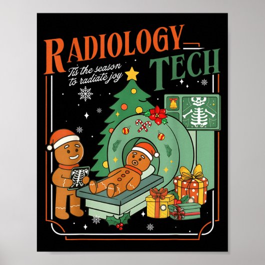Christmas Radiology Tech Funny Gingerbread Man Rad Poster (Voorkant)