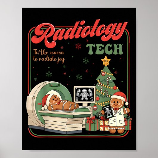 Christmas Radiology Tech Funny Gingerbread Man Rad Poster (Voorkant)