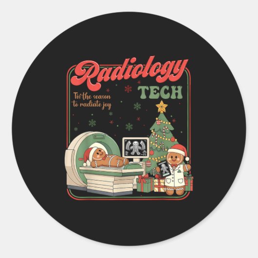 Christmas Radiology Tech Funny Gingerbread Man Rad Ronde Sticker (Voorkant)