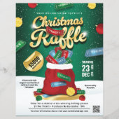 Christmas Raffle Green & Gold Holiday Ticket Sack  Flyer (Voorkant)