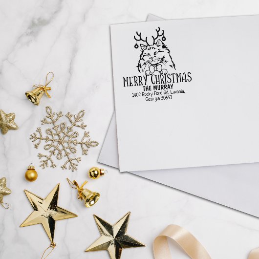 Christmas Rag Doll Cat Retouradres Rubberstempel