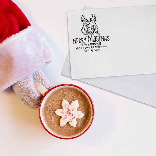 Christmas Ragamuffin Cat Retouradres Rubberstempel