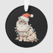 Christmas Ragdoll Cute Cat Santa Hat Xmas Lights Ornament (voorkant)