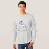 Christmas Rainbow Unicorn Santa Hat T-shirt (Voorkant volledig)
