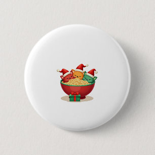Christmas Ramen Cat Santa Anime Meow Kat Meow Ca Ronde Button 5,7 Cm