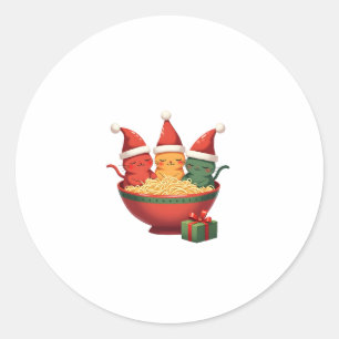 Christmas Ramen Cat Santa Anime Meow Kat Meow Ca Ronde Sticker