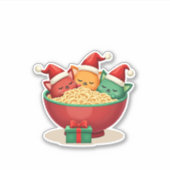 Christmas Ramen Cat Santa Anime Meow Kat Meow Ca Sticker (Voorkant)