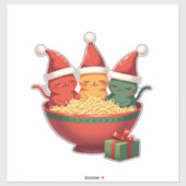 Christmas Ramen Cat Santa Anime Meow Kitty Meow Ca Sticker (Vel)