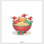 Christmas Ramen Cat Santa Anime Meow Kitty Meow Ca Sticker (Vel)
